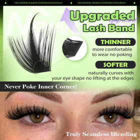 Newcally ultra-thin lash band macro showing comfort and natural inner-corner fit