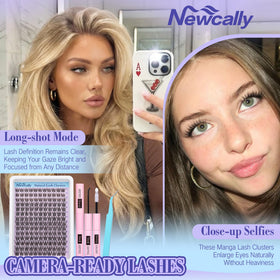 Newcally included tweezers and adhesive showing precise, quick application