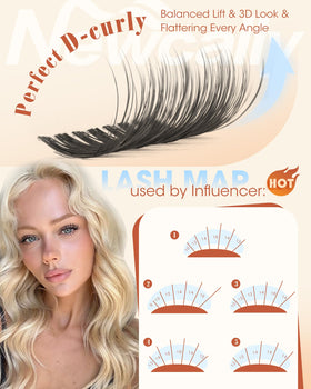 Newcally wispy cat eye composition showing layered lengths for lift