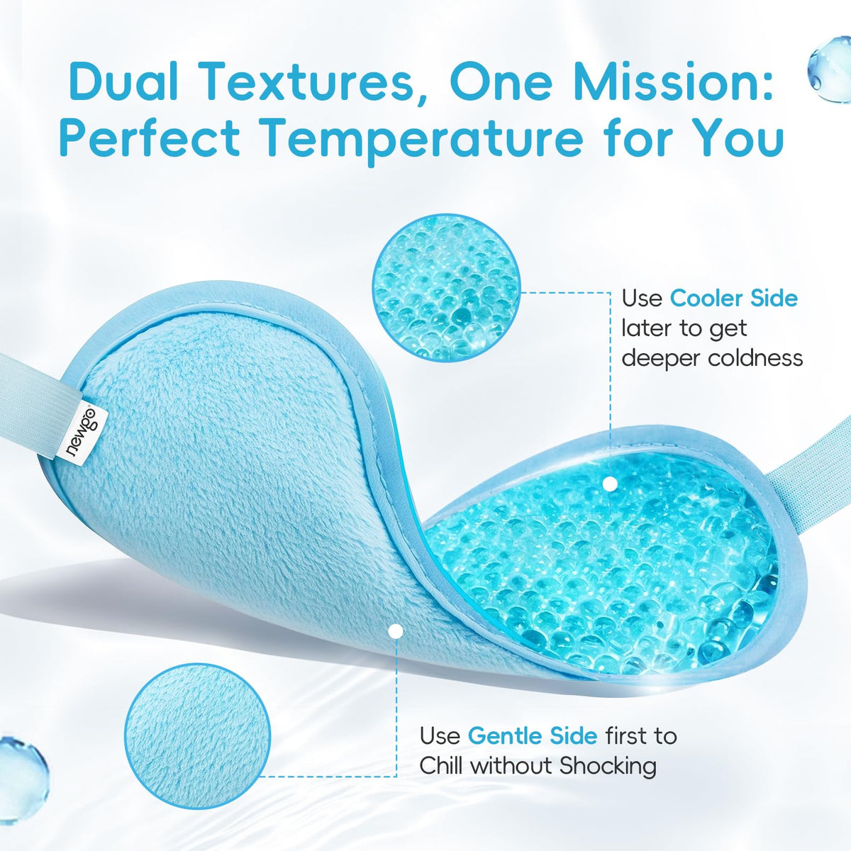 NEWGO eye mask smooth side detail for stronger cooling contact benefit