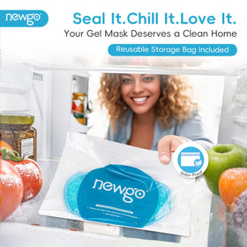 NEWGO eye mask in resealable bag ready for freezer storage and clean keeping