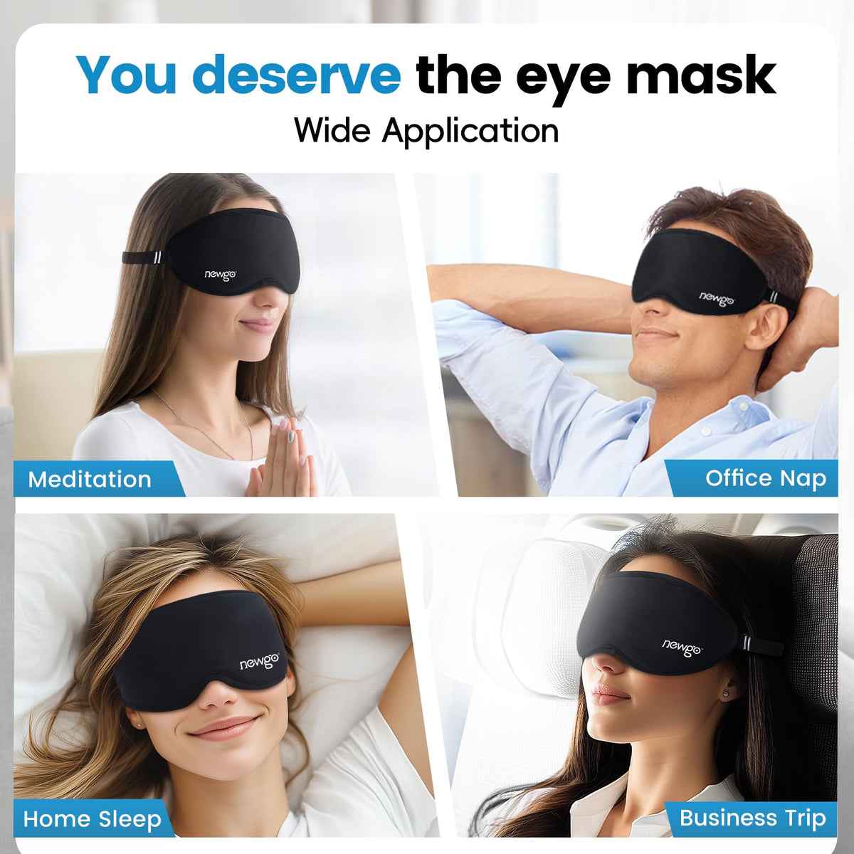 NEWGO mask beside hand showing scale and portable travel benefit