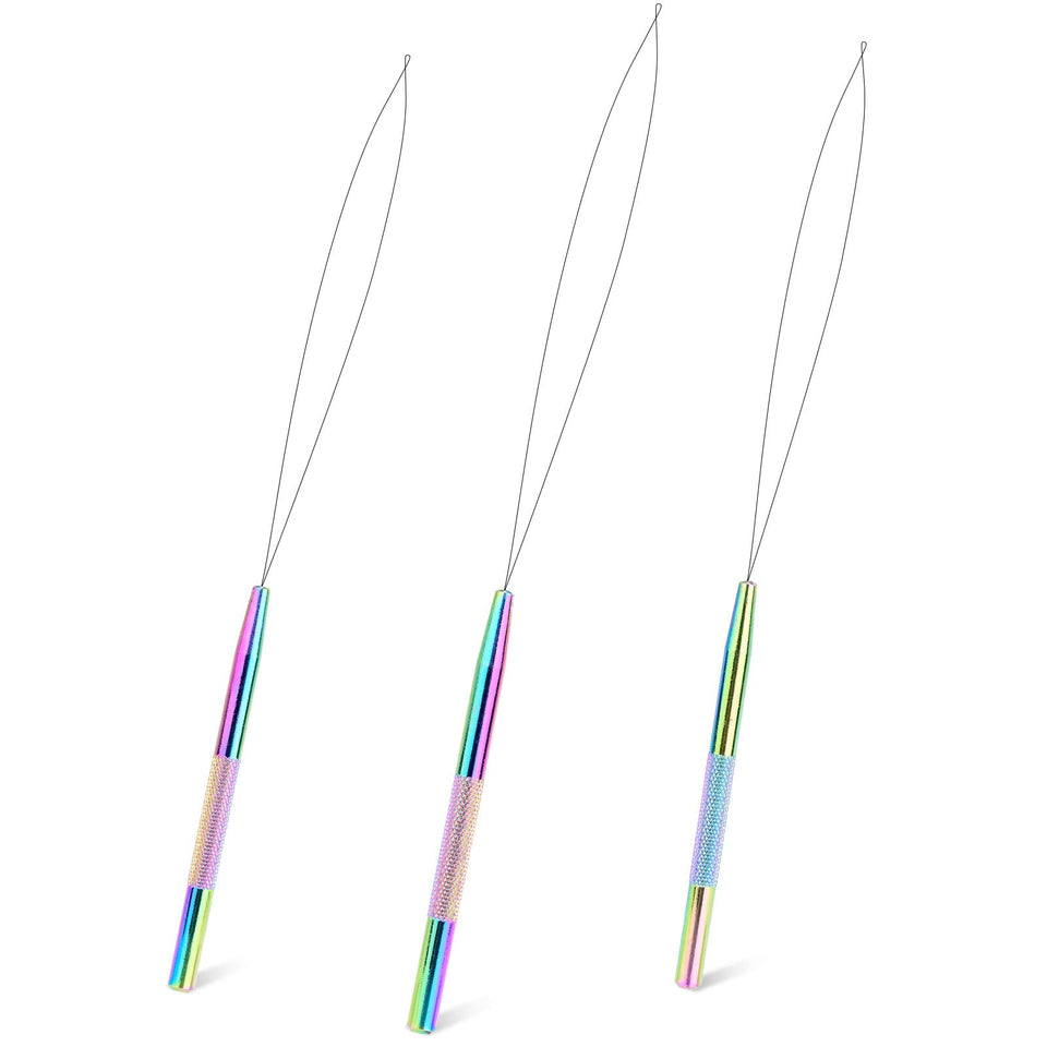 NEWISHTOOL front pack display showing three stainless steel threaders and benefits