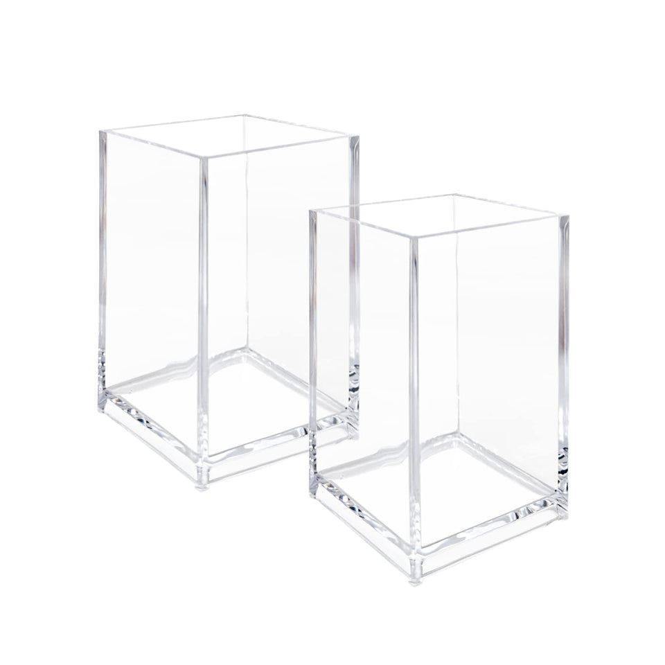 Newkita front view of two clear acrylic holders shows neat organization