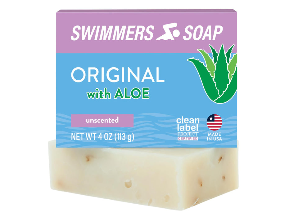 Newton Bay front packaging of swimmers soap bar showing label and size benefit