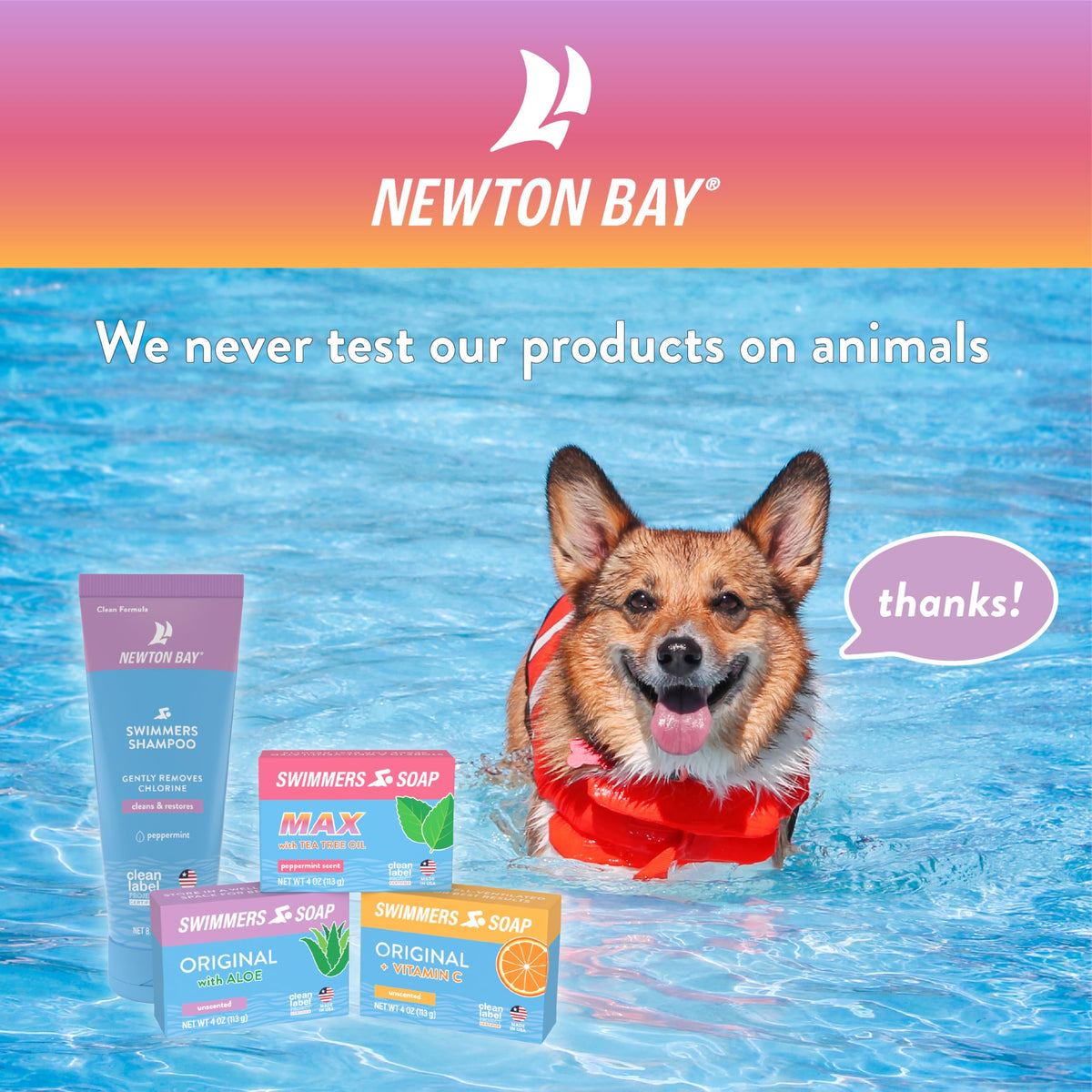 Newton Bay soap bar in shower use rinsing chlorine and refreshing skin benefit