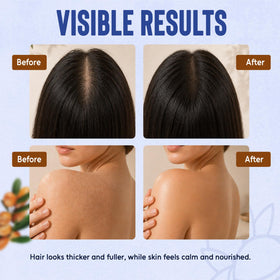 Nexon Botanics applying argan oil to hair ends to reduce frizz and add shine
