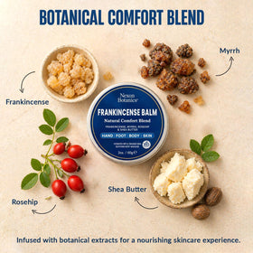 Foot and ankle massage with Nexon Botanics balm demonstrating soothing relief for dry heels