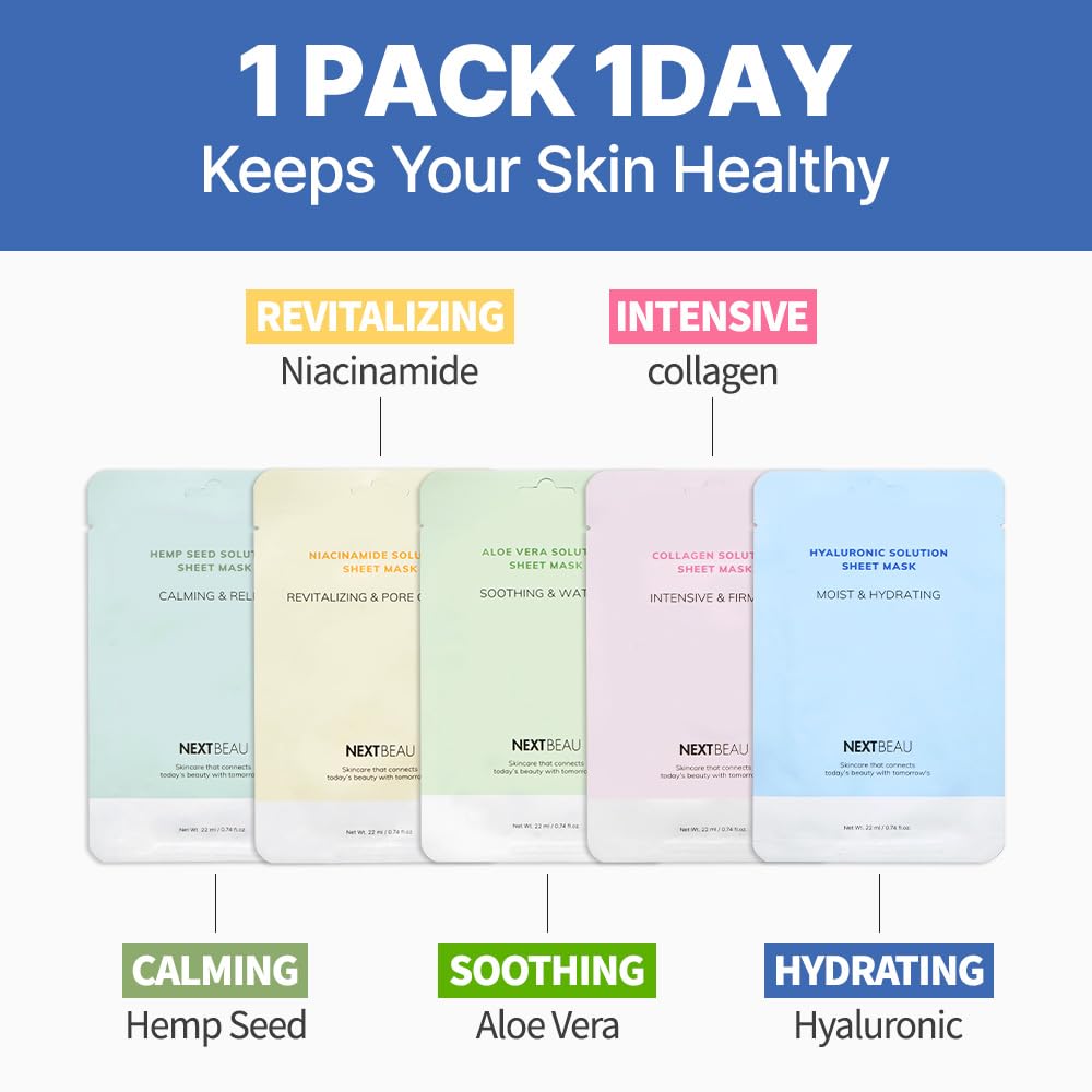 NEXTBEAU model applying a sheet mask showing easy everyday use