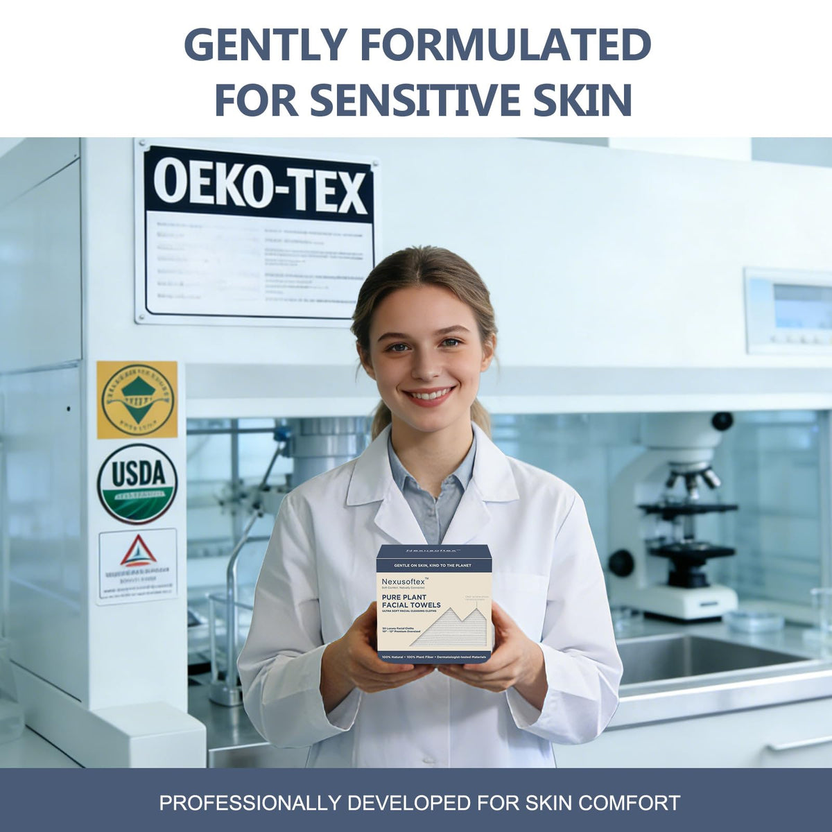 Nexusoftex compostable marking indicating eco-friendly end-of-life