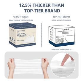 Nexusoftex towel held on a hand illustrating XL coverage and softness