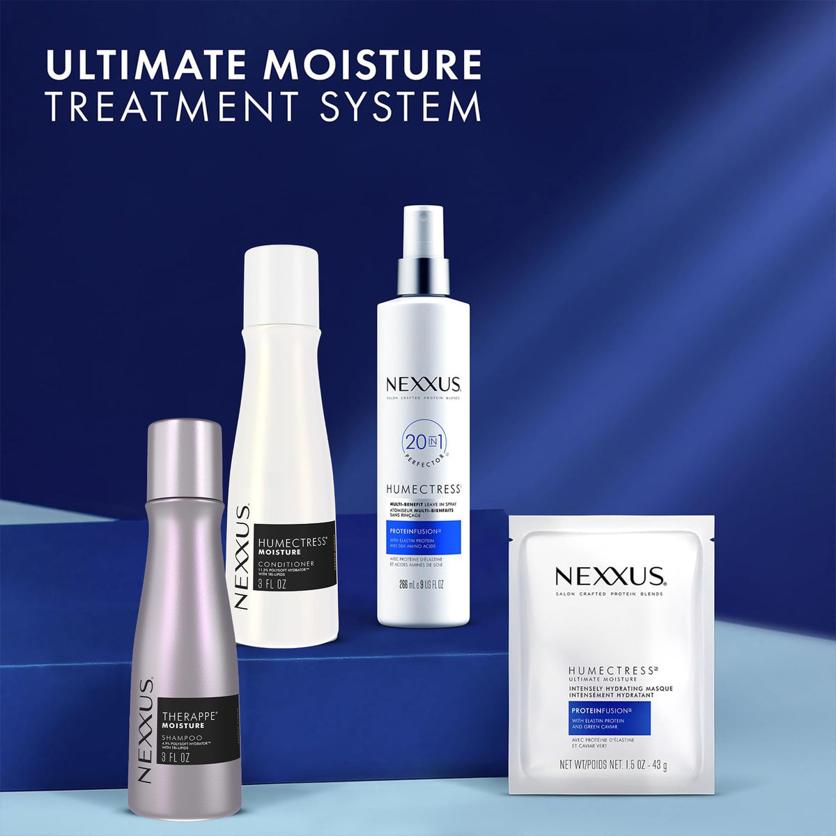 Smooth shiny hair after Nexxus wash showing improved manageability
