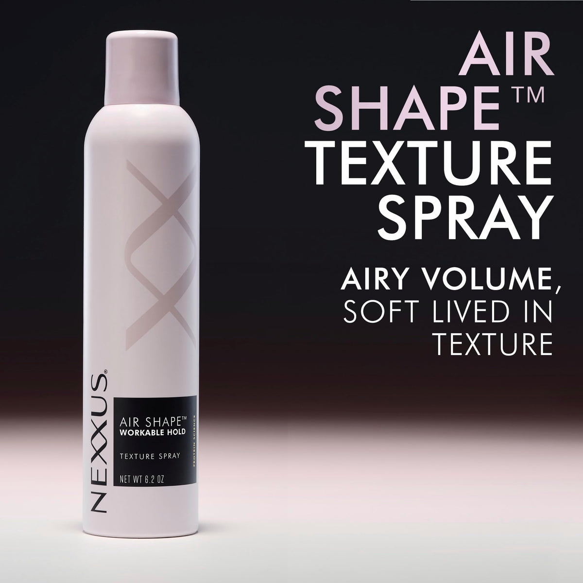 Model applying Nexxus spray for instant airy volume and touchable, matte texture