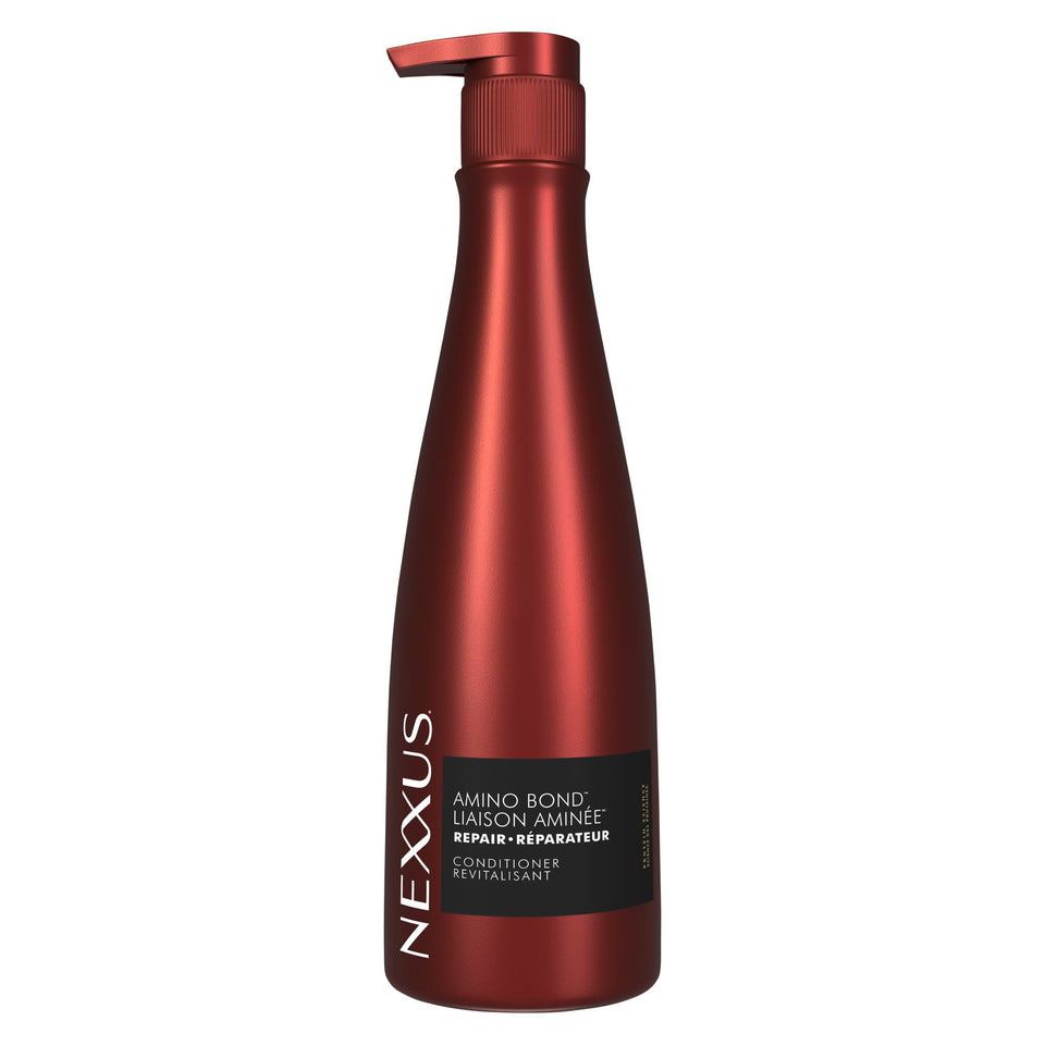 Nexxus conditioner front-facing bottle shows shampoo-strengthening benefits