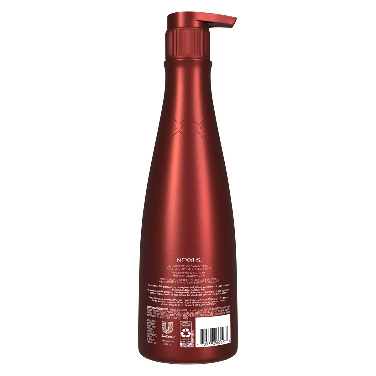 Nexxus bottle on shelf styling suggesting salon-grade home treatment