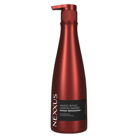 Nexxus front bottle view showing product benefits and easy dispensing