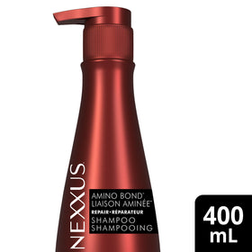 Nexxus close-up label and pump detail highlighting bond-repair tech
