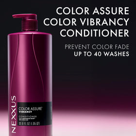 Nexxus before and after colored hair showing improved vibrancy and smoothness