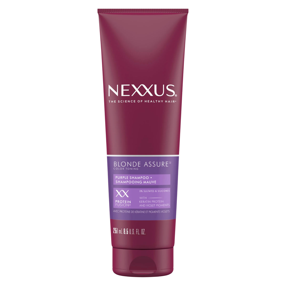 Nexxus bottle front packaging showing product name and benefits
