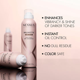 Nexxus finished styled dark hair showing vibrancy and shine