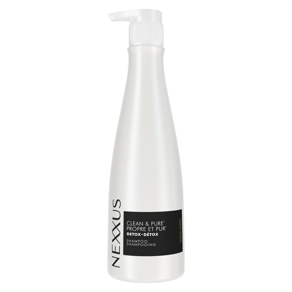 Nexxus front bottle view showing detox shampoo and benefits