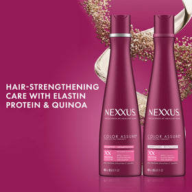 Nexxus back label detail highlighting ingredients and directions benefits