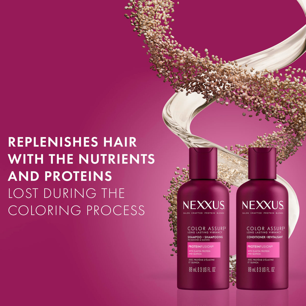Nexxus shampoo lather texture close-up demonstrating gentle cleansing action