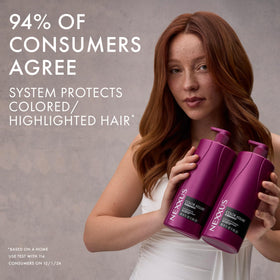 Nexxus shampoo lather texture demonstrating gentle cleansing and shine