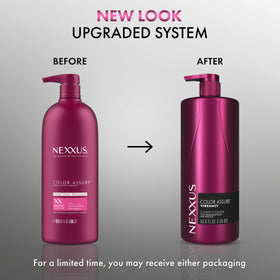 Nexxus conditioner texture close-up showing creamy hydration and shine