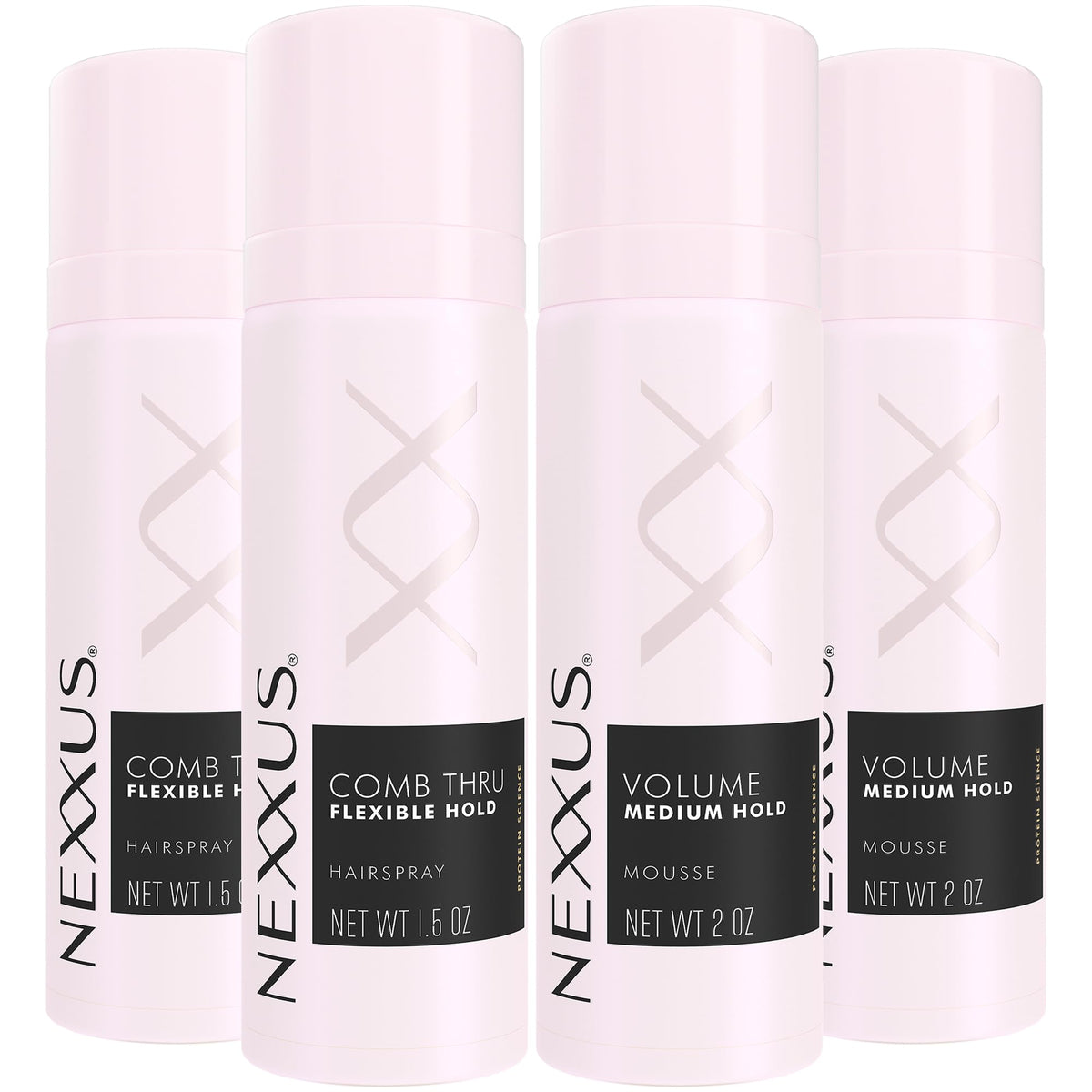 Nexxus front packaging of travel styling bundle showing compact bottles and elegant design