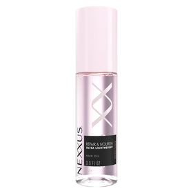 Nexxus front packaging showing 4 oz oil bottle and brand benefits