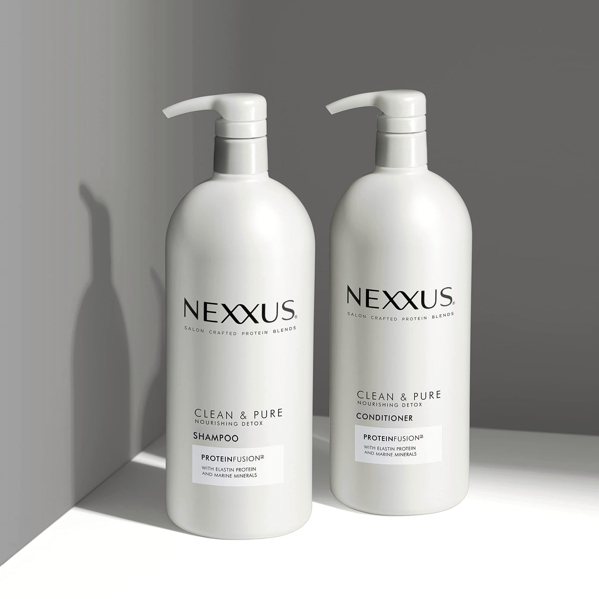 Nexxus applied to wet hair demonstrating gentle cleansing routine