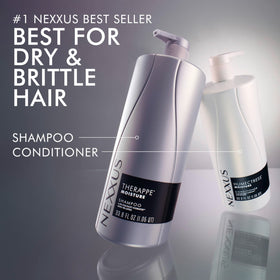 Applying Nexxus Humectress to wet hair to show improved detangling benefit
