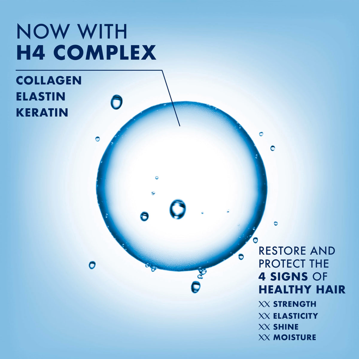Nexxus Humectress texture closeup with droplets to show lightweight hydrating formula
