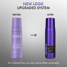 Nexxus foam being applied at roots to demonstrate instant lift and volume
