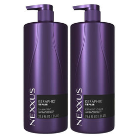 Nexxus KERAPHIX front packaging showcasing duo for visible damage repair and strength