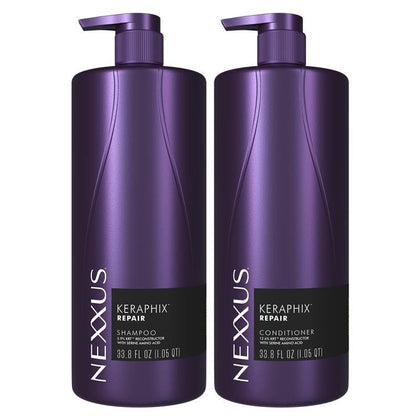 Nexxus KERAPHIX front packaging showcasing duo for visible damage repair and strength