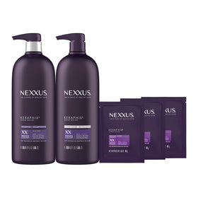 Nexxus Keraphix front packaging showing the shampoo and conditioner for visible repair