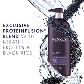 Nexxus Keraphix hair masque jar open to show creamy repair treatment