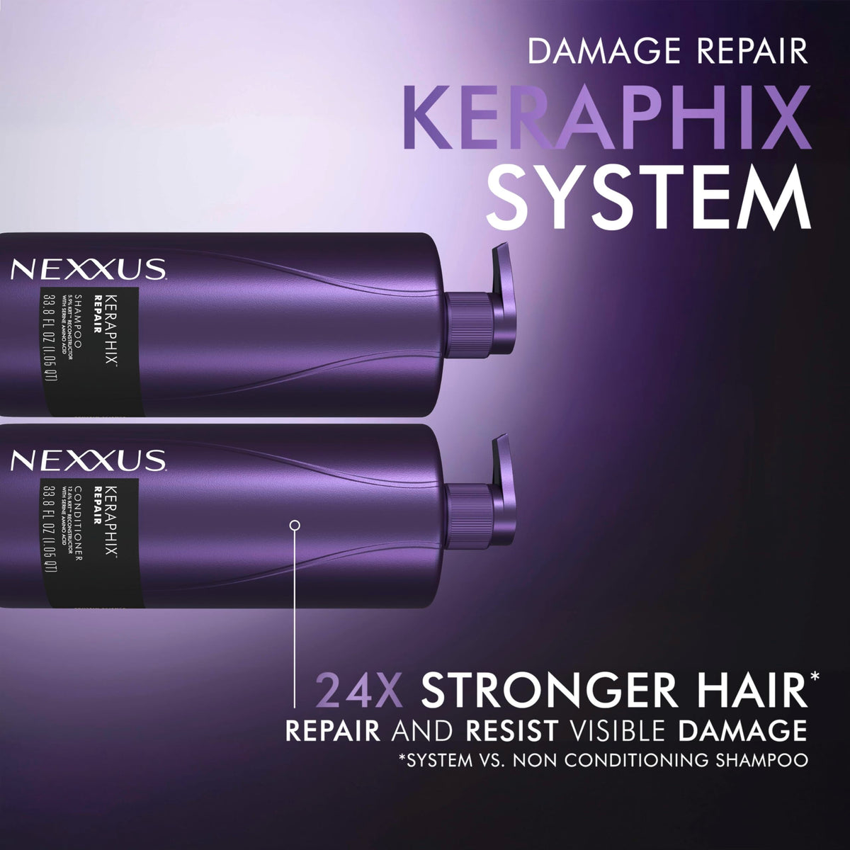 Nexxus KERAPHIX conditioner texture close-up showing creamy formula for deep moisture