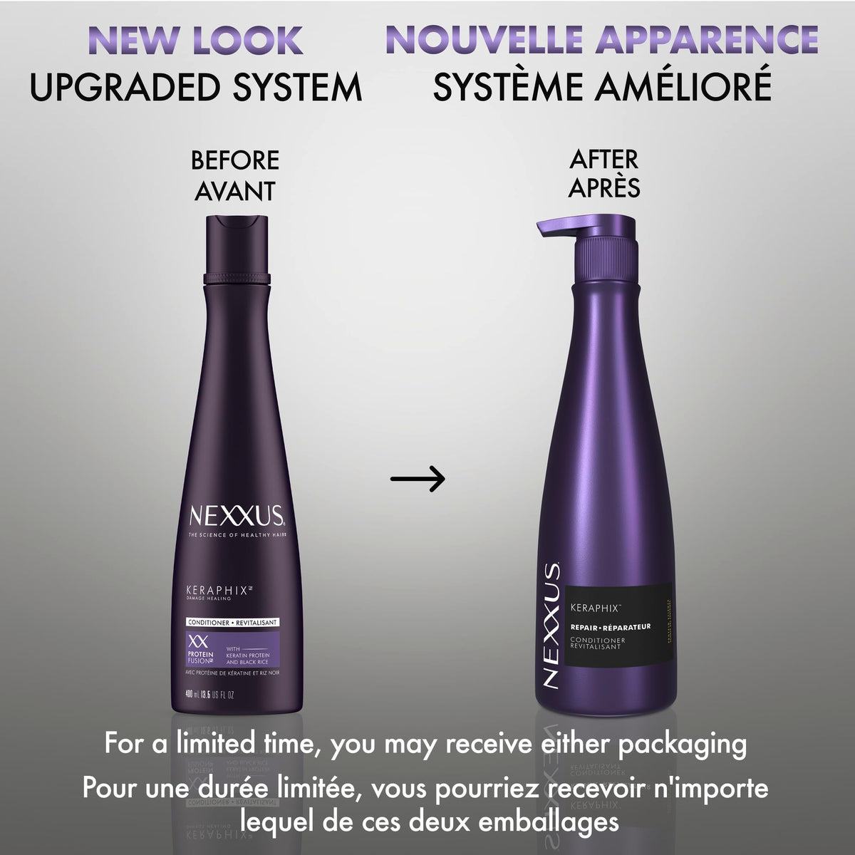 Nexxus Keraphix finished hair result with repaired shine and manageable bounce