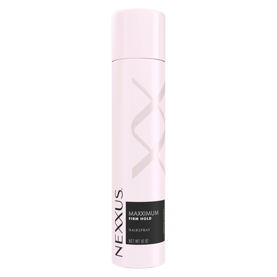 Nexxus bottle front packaging showing firm hold benefits