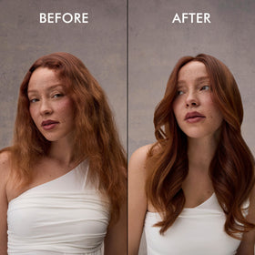 Nexxus on bathroom counter lifestyle scene for salon-at-home benefit