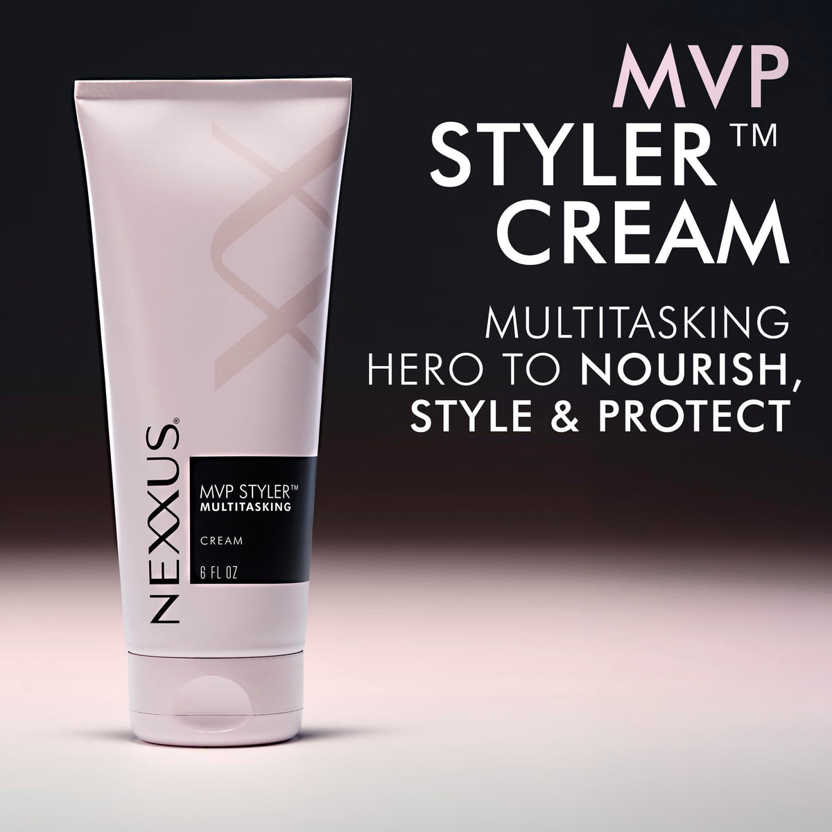 Nexxus styling cream applied to damp hair for air-dry finish