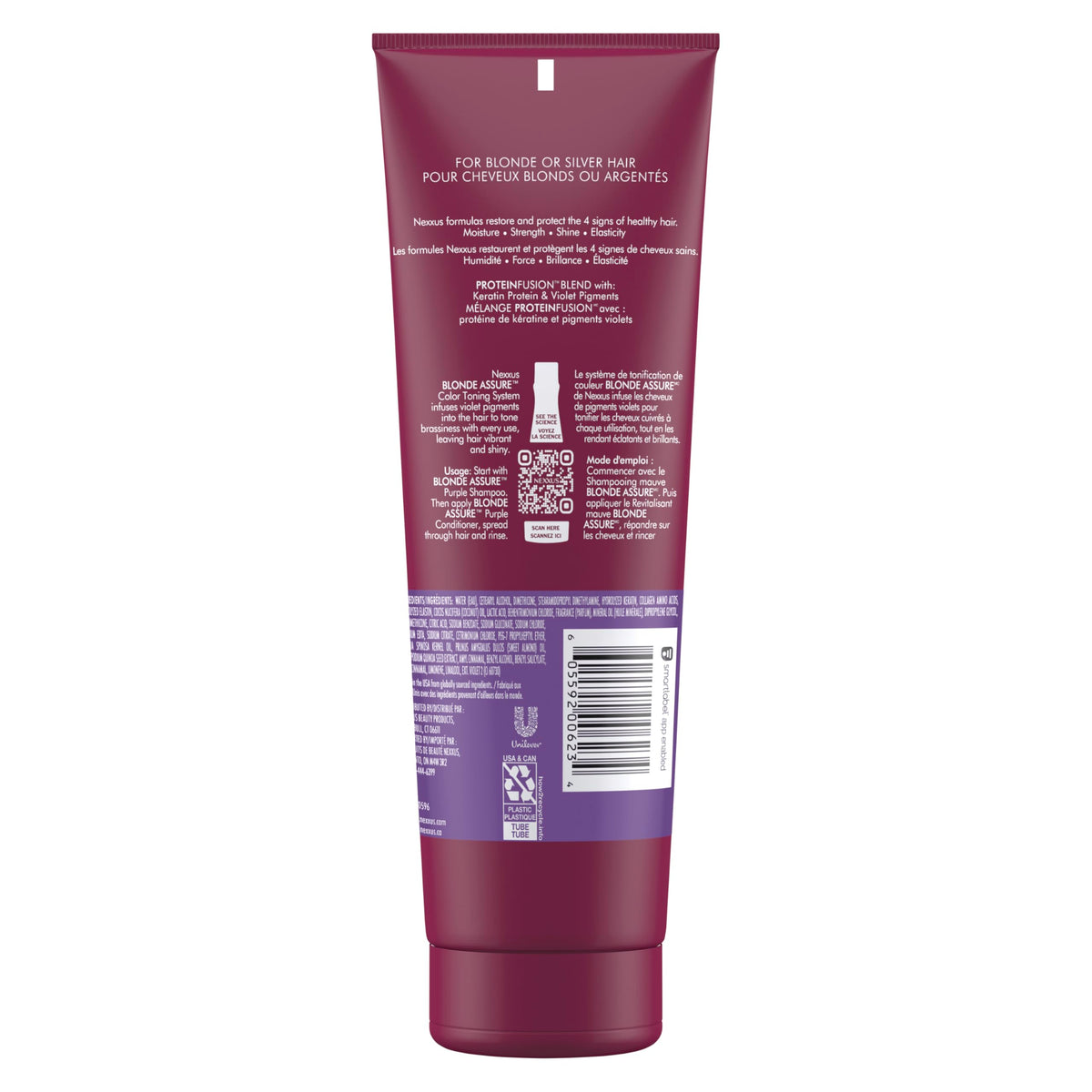 Nexxus creamy purple conditioner texture for easy detangling