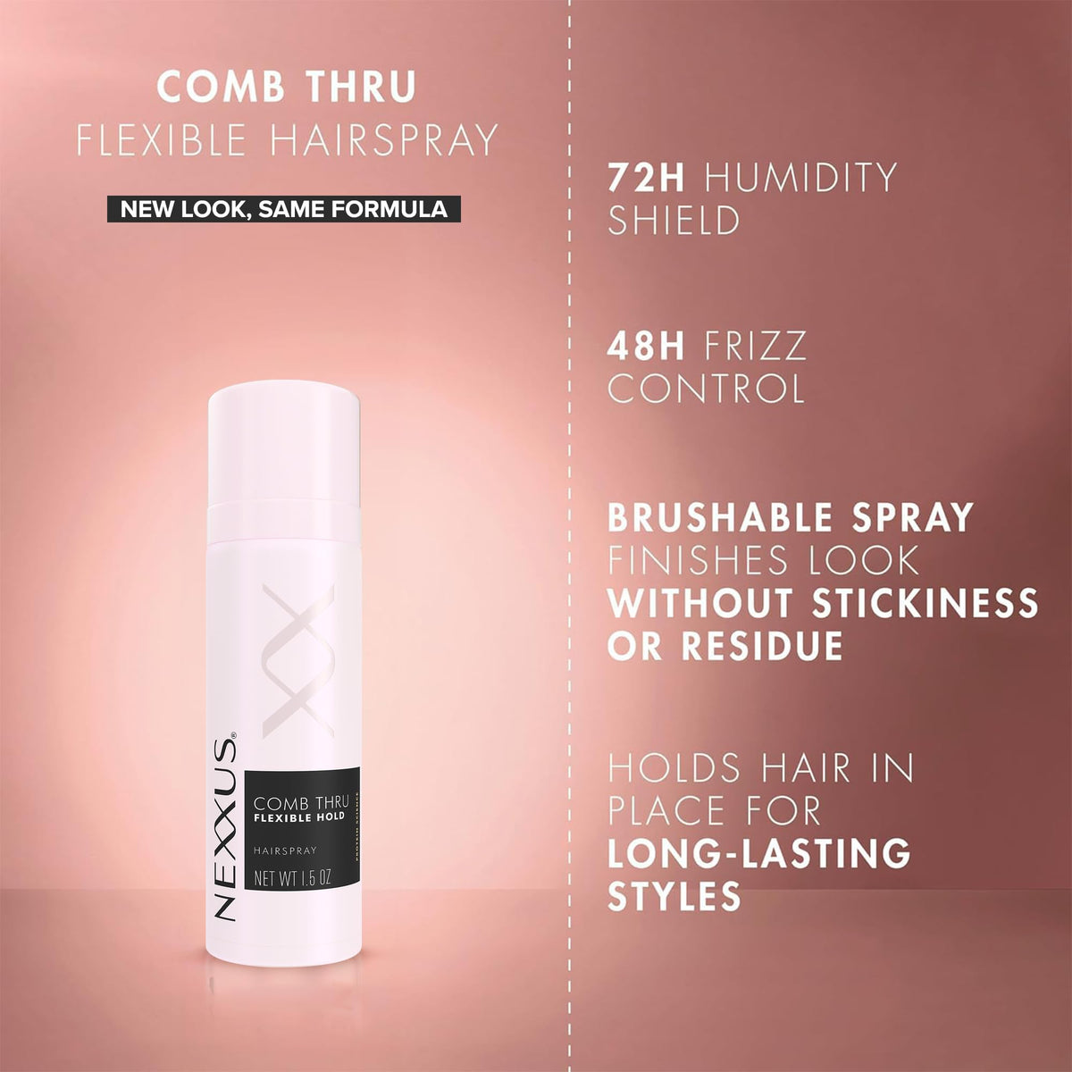 Nexxus can in hand demonstrating travel-size convenience and portability