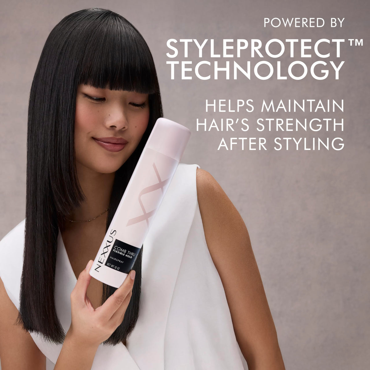 Nexxus close-up label highlighting STYLEPROTECT technology and protective benefit