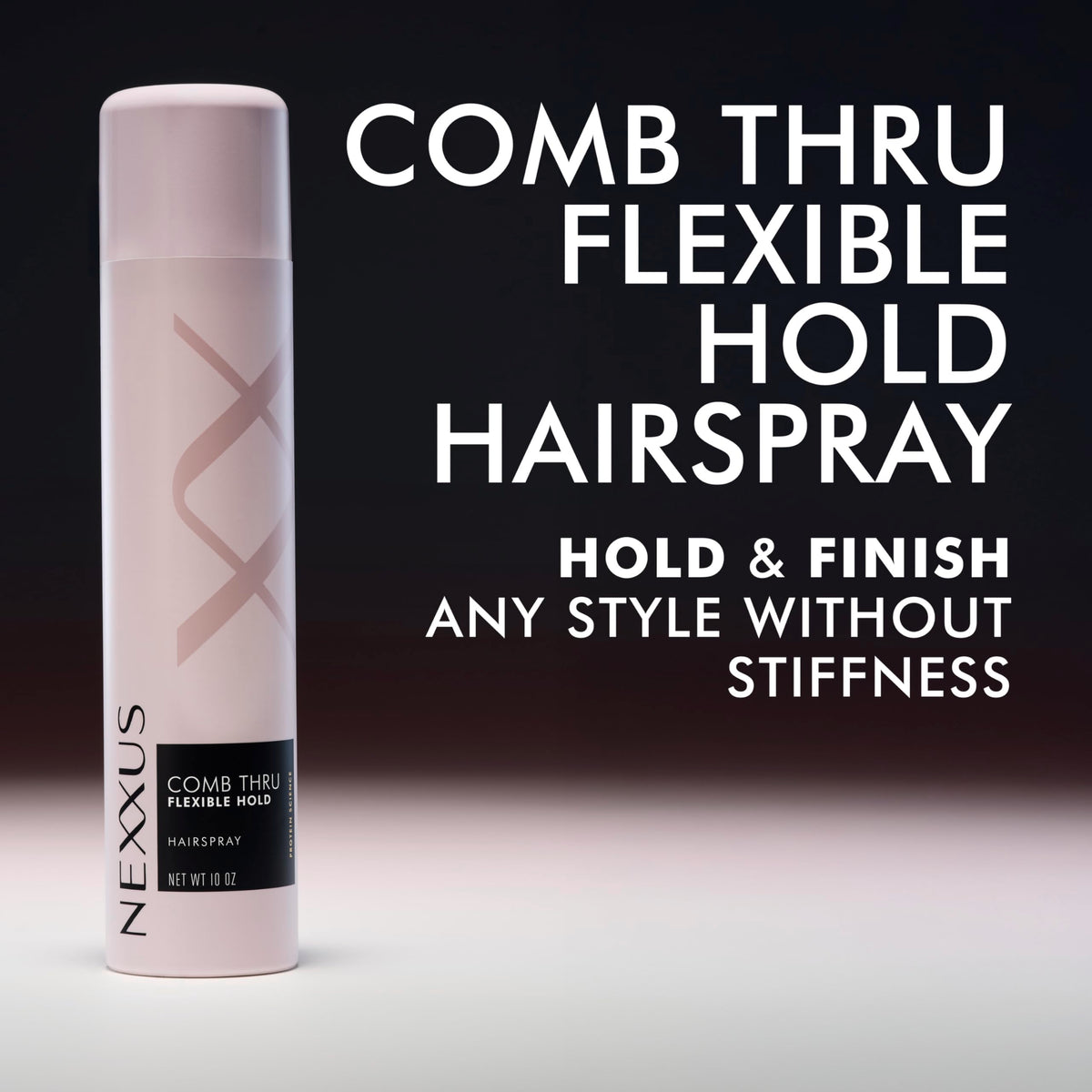 Nexxus fine mist spraying to illustrate lightweight texture and even coverage
