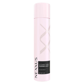 Nexxus front packaging of styling spray showing sleek can and brand benefit