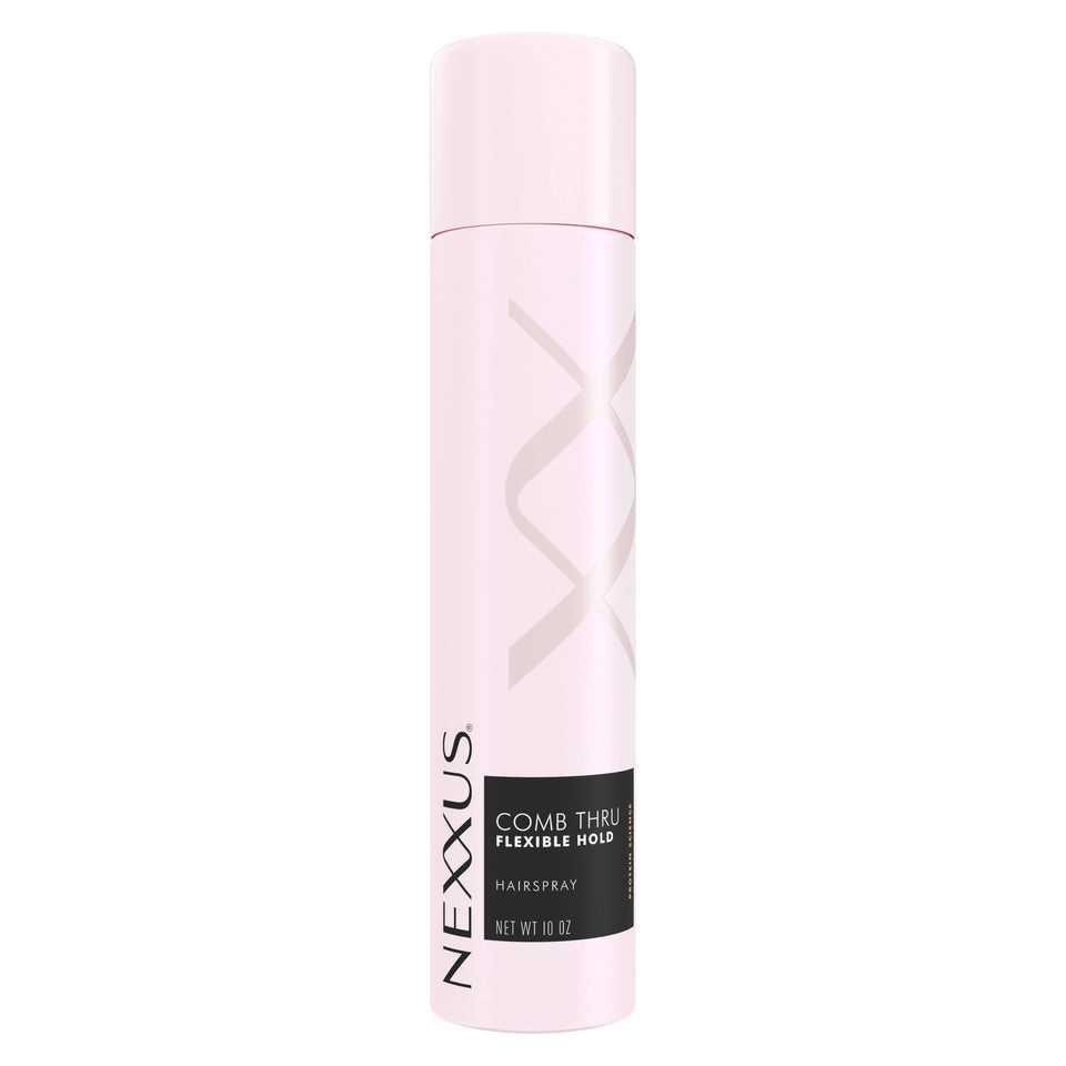 Nexxus front packaging of styling spray showing sleek can and brand benefit